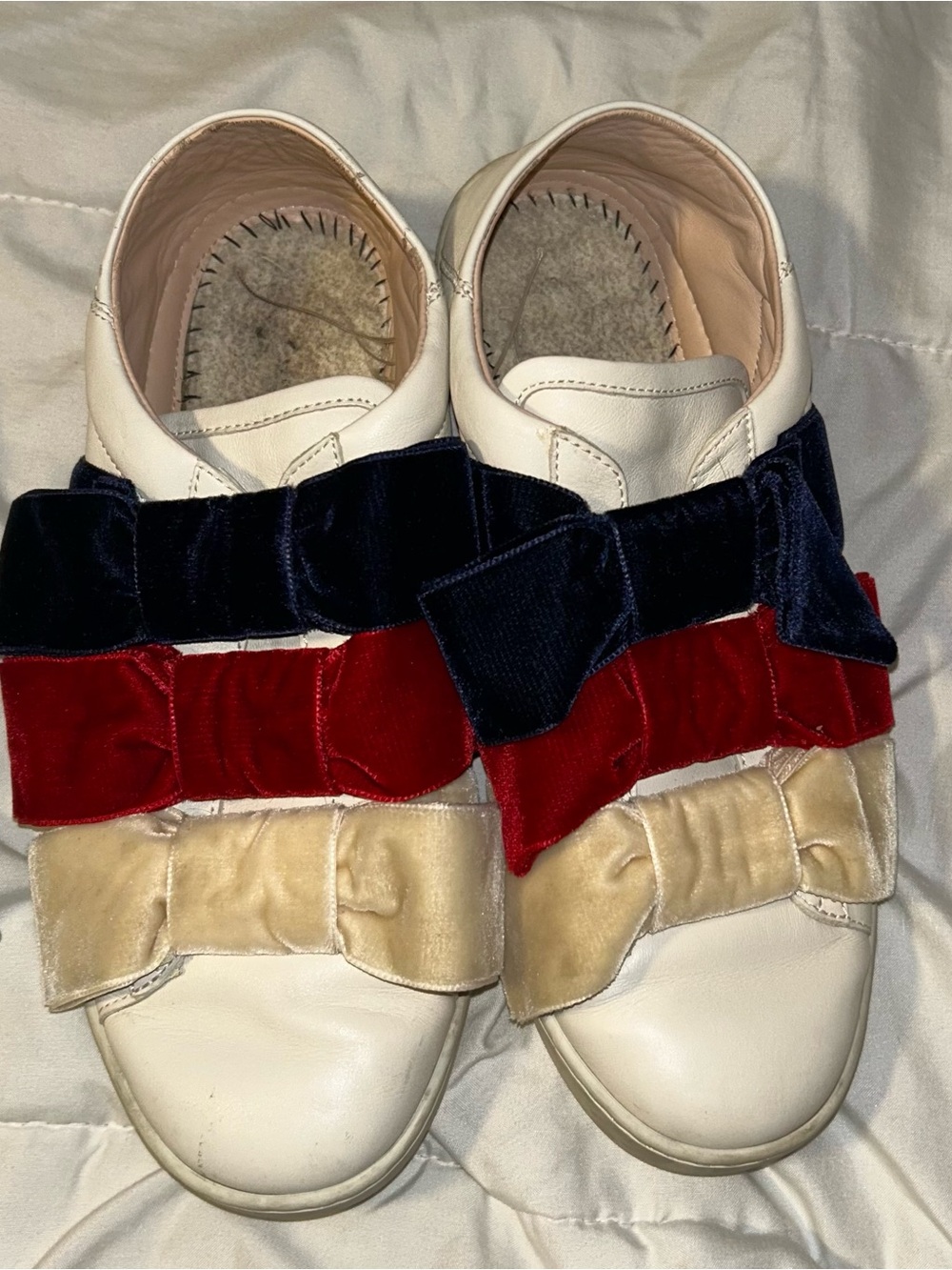 Gucci Ace Velvet Bow Sneakers Size 37 🎀✨